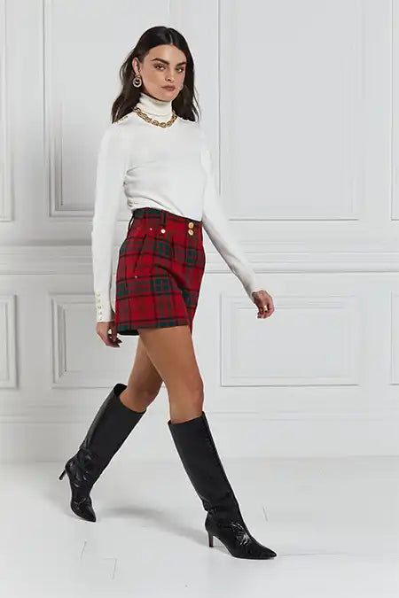 Luxe Tailored Short (Red Tartan)