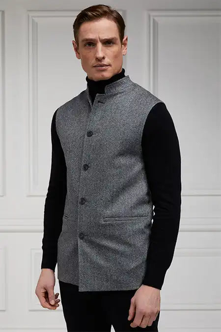 Nehru Gilet (Mono Herringbone)