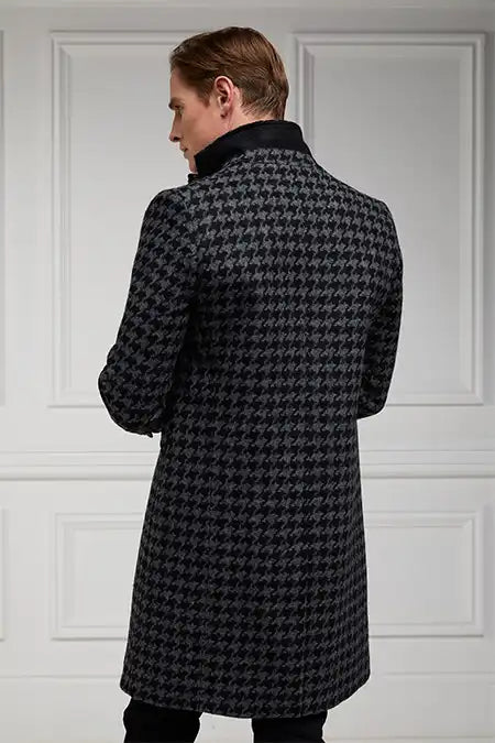 The Cheltenham Coat (Large Scale Charcoal Houndstooth)