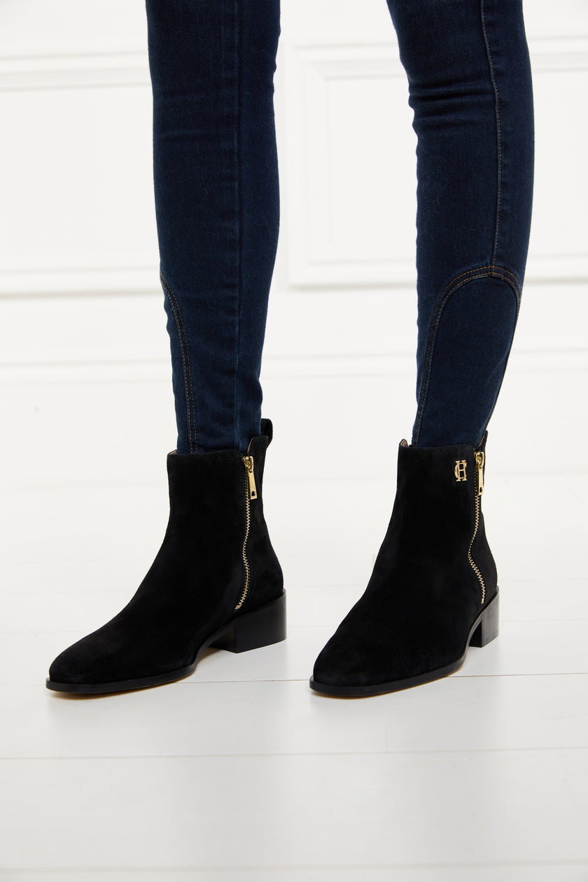 Zip Chelsea Boot (Black Suede)