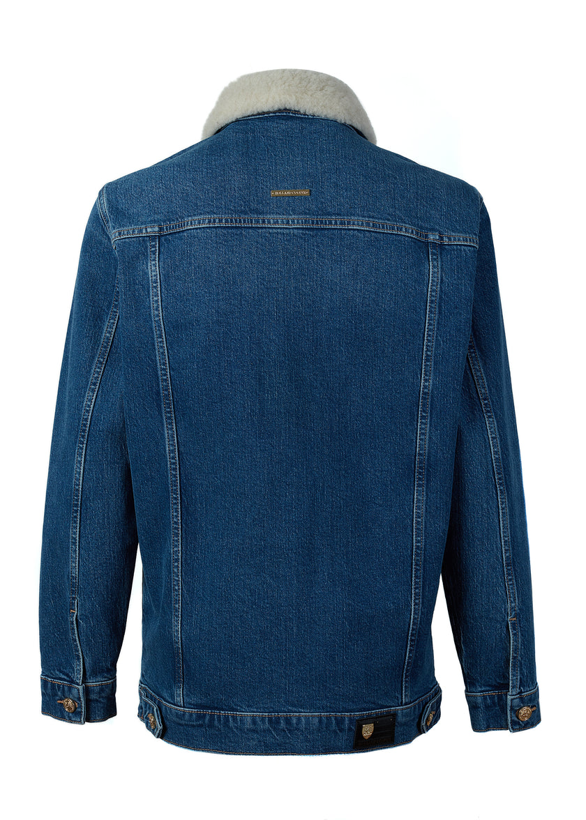 Longline Denim Jacket (Classic Indigo Sherpa)