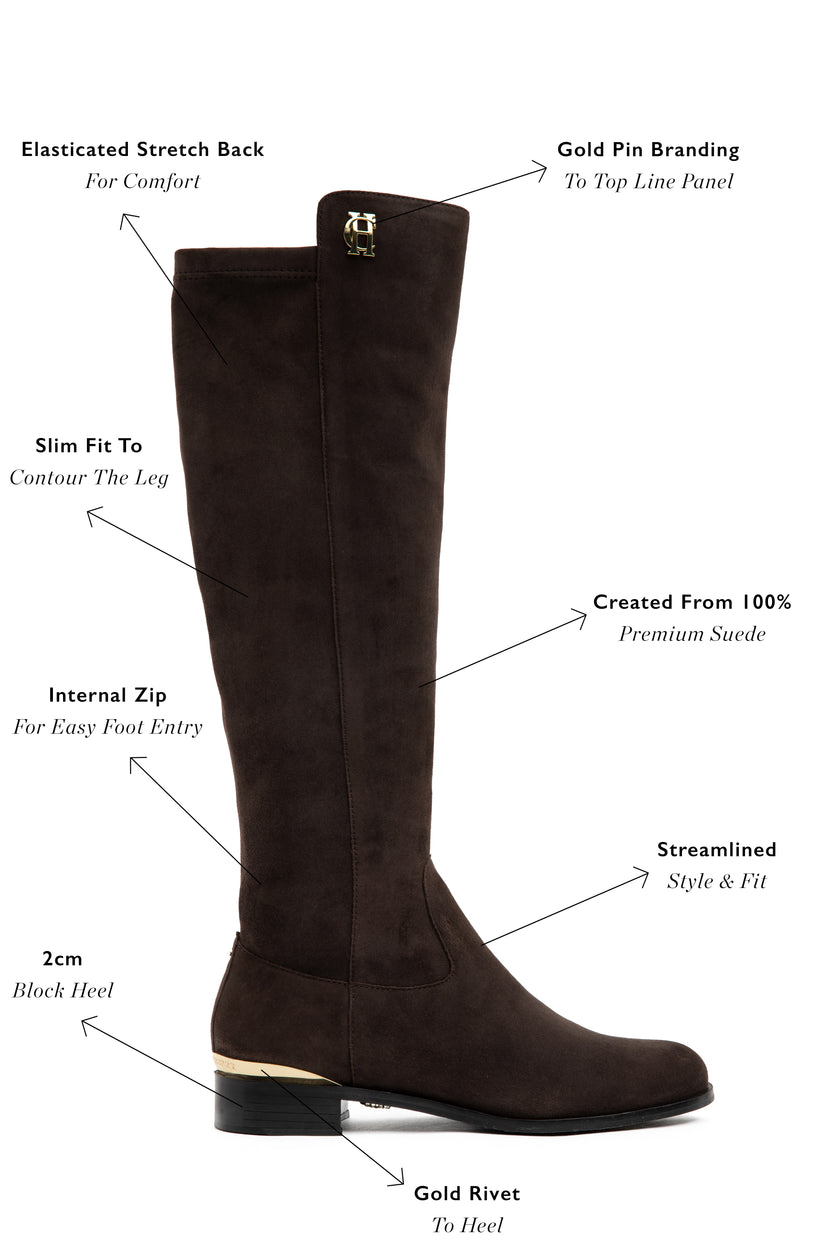 Albany Knee Boot (Chocolate Suede)