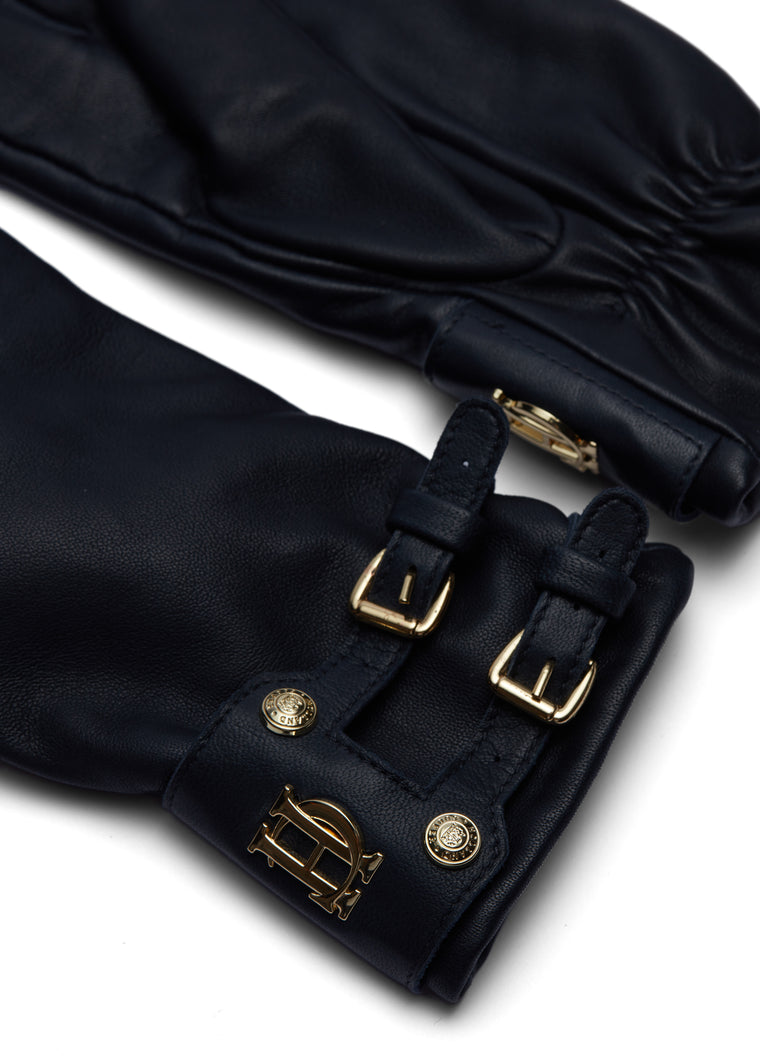 Monogram Leather Gloves (Ink Navy)