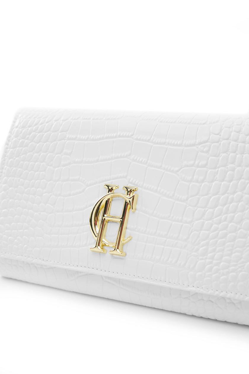 Highbury Clutch Bag (White Croc)