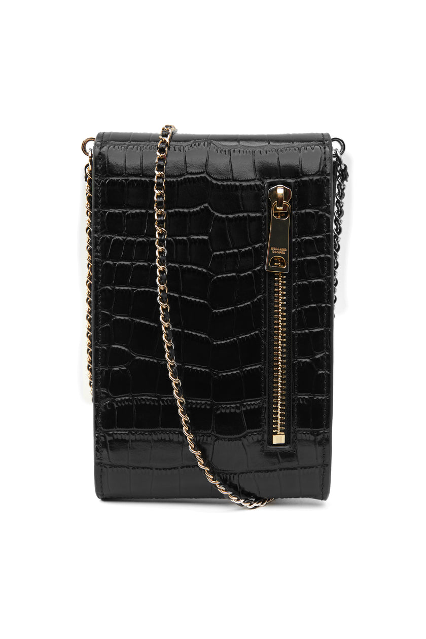 Knightsbridge Phone Pouch (Black Croc)