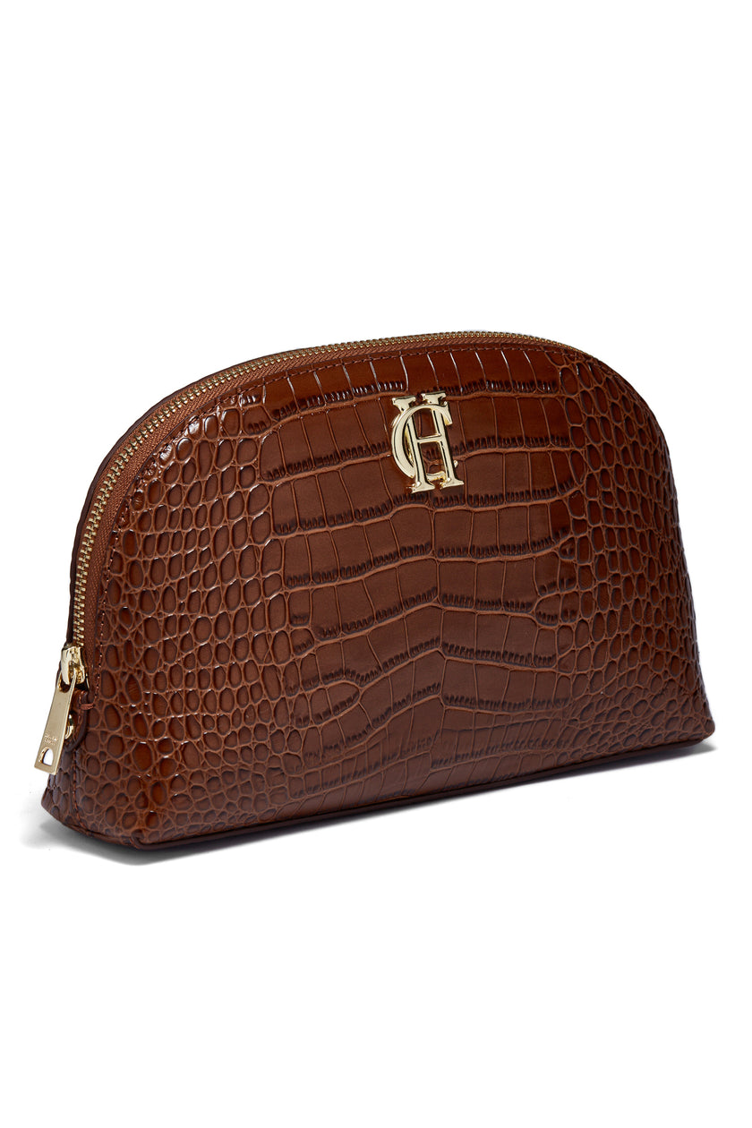 Chelsea Makeup Bag (Tan Croc)