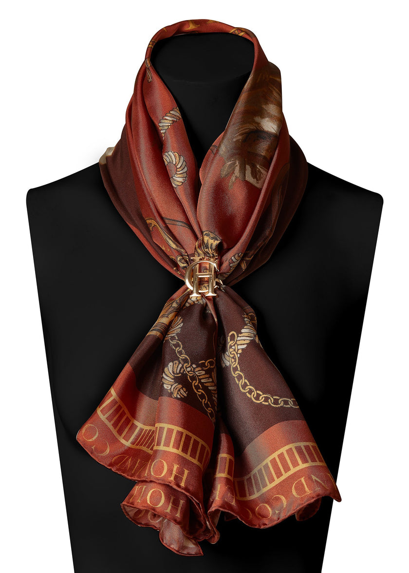 Regal Horse Silk Scarf (Caramel)