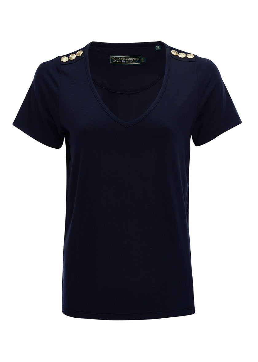 Relax Fit V-Neck Tee (Navy)